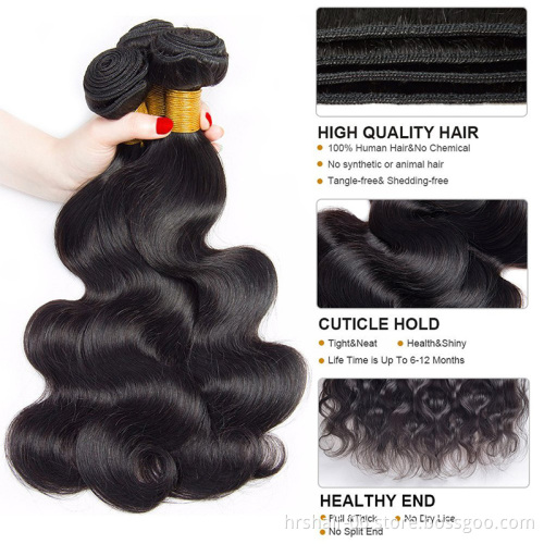 factory supply cuticle aligned Indian human hair body wave 10A bundles